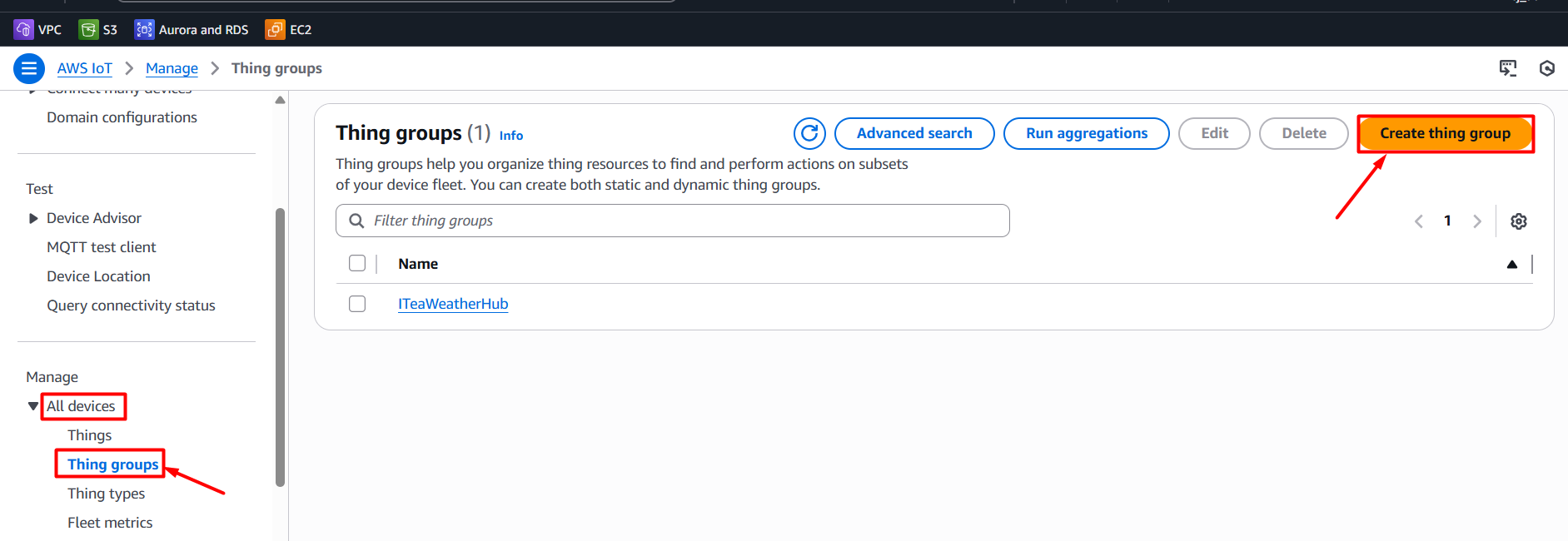 Configure Thing Group