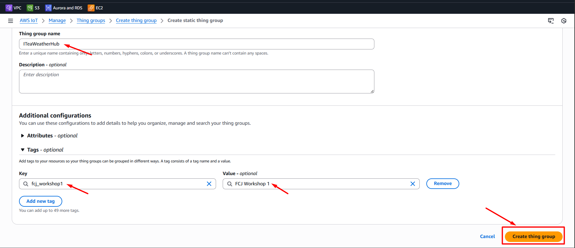 Create Thing Group